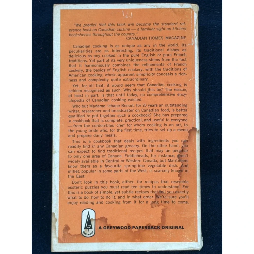 Mme Jehane Benoit Encyclopedia of Canadian Cooking 1970 Paperback Cookbook